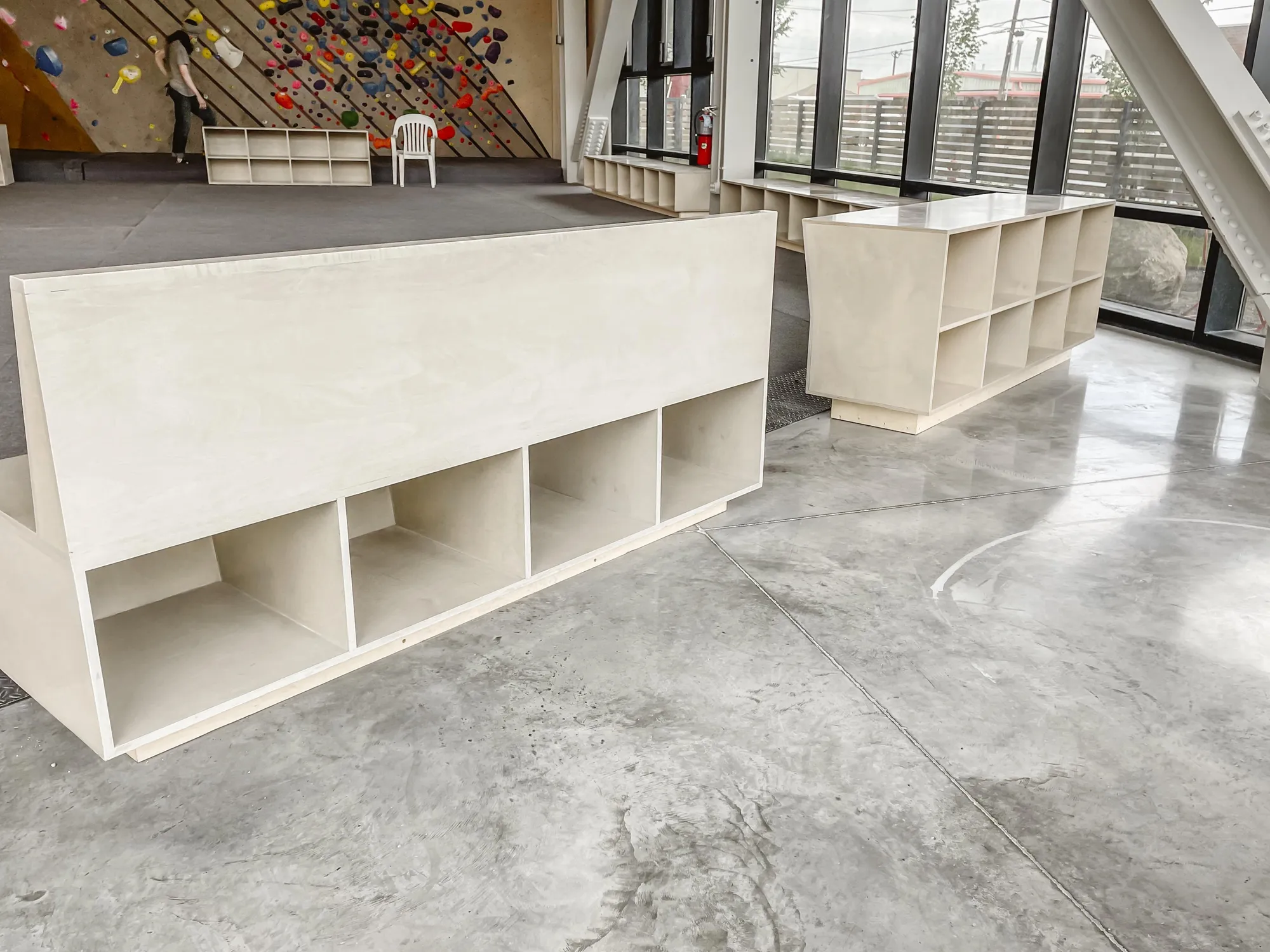 Baltic birch cubbies and benches